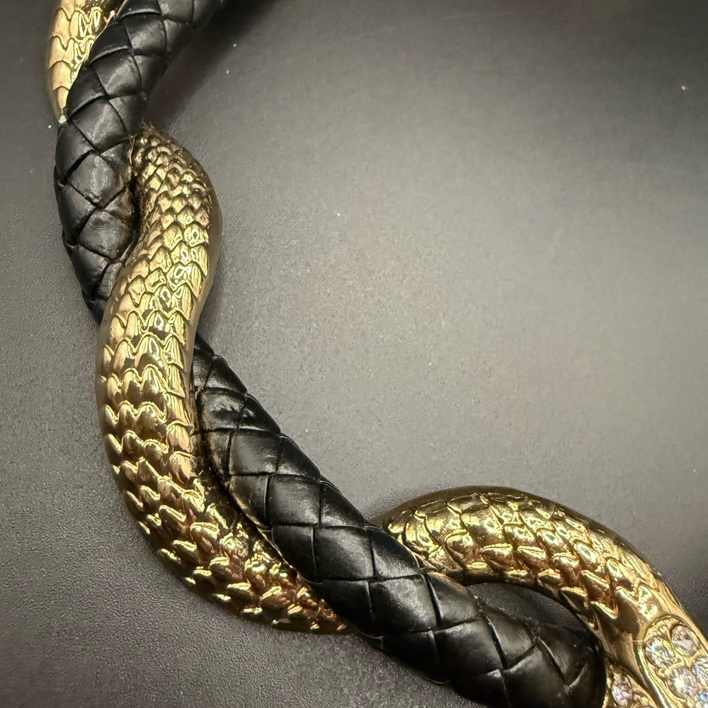 Aldo Black & Gold Snake Head Statement Necklace - Picture 4 of 5